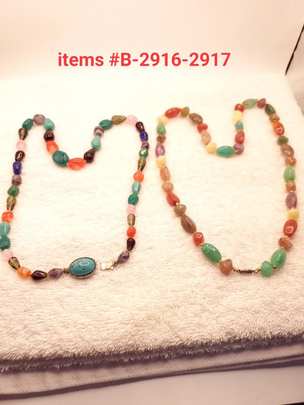2 Vintage Stone Beaded Necklaces, items # B-2916-2917, wt. 102 grams.